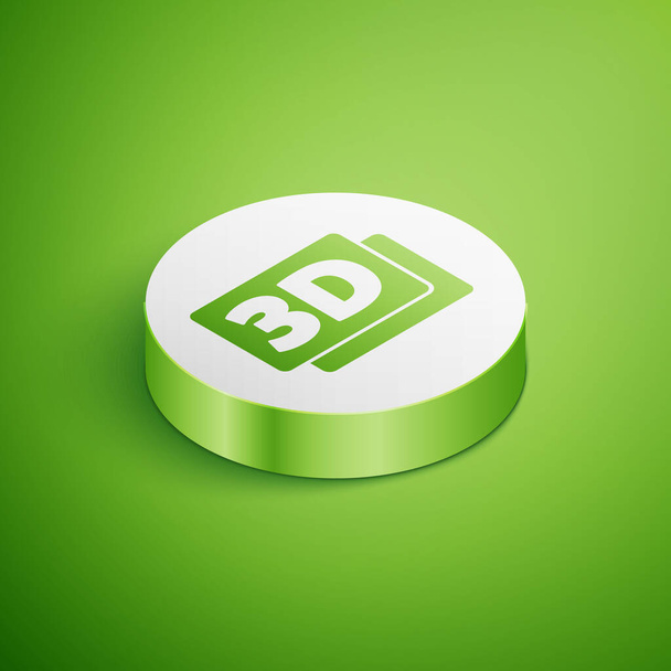 Isometric 3D word icon isolated on green background. White circle button. Vector - Vector, Image