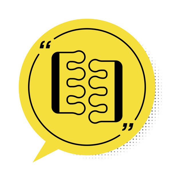 Separatore puntale nero per icona pedicure isolato su sfondo bianco. Simbolo giallo della bolla vocale. Vettore - Vettoriali, immagini