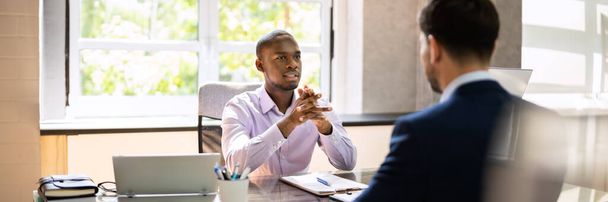 African American Business Manager Interview. Job Recruitment - Foto, Imagen