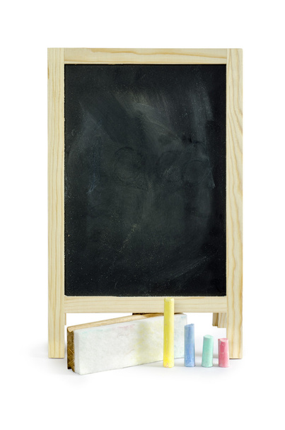 Blank blackboard with chalk  isolated on white: Clipping path included - Photo, Image