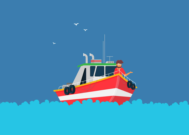 Vector concept of river ocean and sea fishing boat  - ベクター画像