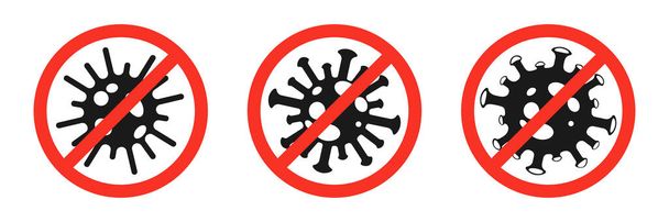 Coronavirus σταματήσει εικονίδια που. Προειδοποιητικό σήμα του ιού του κερατοειδούς. - Φωτογραφία, εικόνα