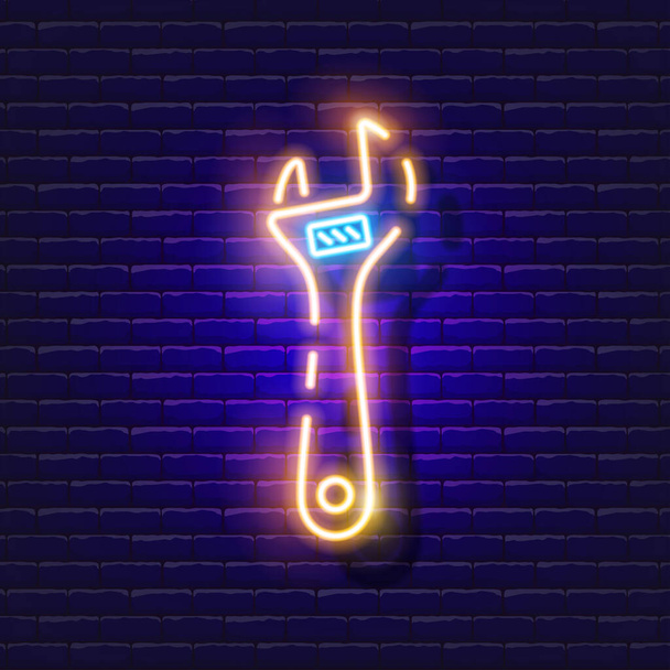 Adjustable wrench neon icon. Vector illustration for design. Repair tool glowing sign. Construction tools concept - Vector, Image