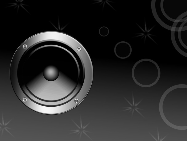 gray speaker over shapes background. Music illustration - Photo, Image