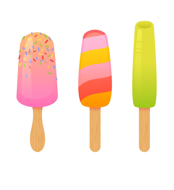 Delicious realistic ice-cream set with various flavors - Вектор, зображення