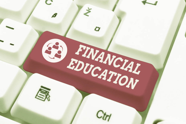 Writing displaying text Financial Education. Business showcase education and understanding of various financial areas Offering Speed Typing Lessons And Tips, Improving Keyboard Accuracy - Foto, afbeelding