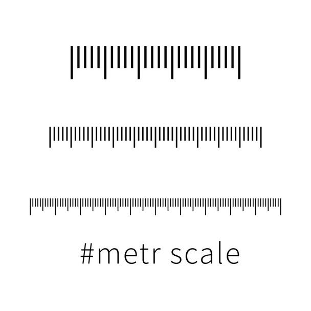 Conjunto de escala de medición, marcado para reglas. Ilustración vectorial. - Vector, Imagen