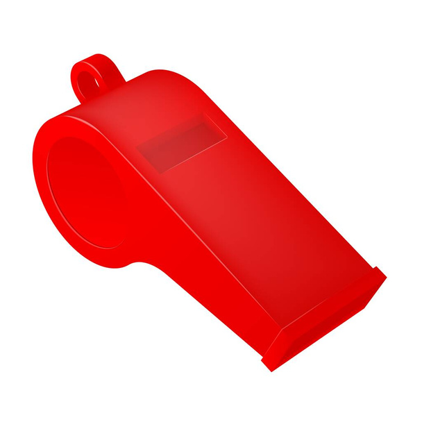 Vektorové červené rozhodčí píšťalka - izolované na bílém pozadí - Vektor, obrázek