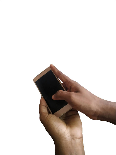 mains humaines tenant un téléphone portable - Photo, image