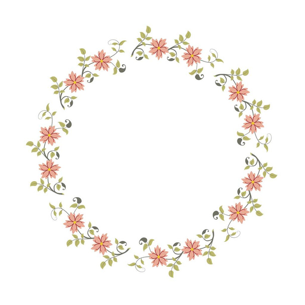 Flower wreath design for wallpaper, textile , surface, fashion , background,tile, stationary, home decor, furnishing etc. - Vector, Image