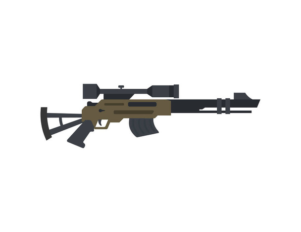 Military sniper rifle with optical sight, vector illustration isolated on white. - Vetor, Imagem