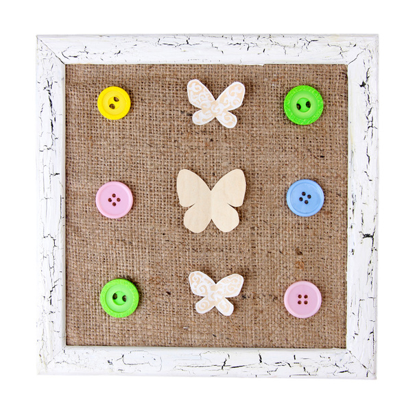 Wooden frame with paper butterflies - Fotografie, Obrázek