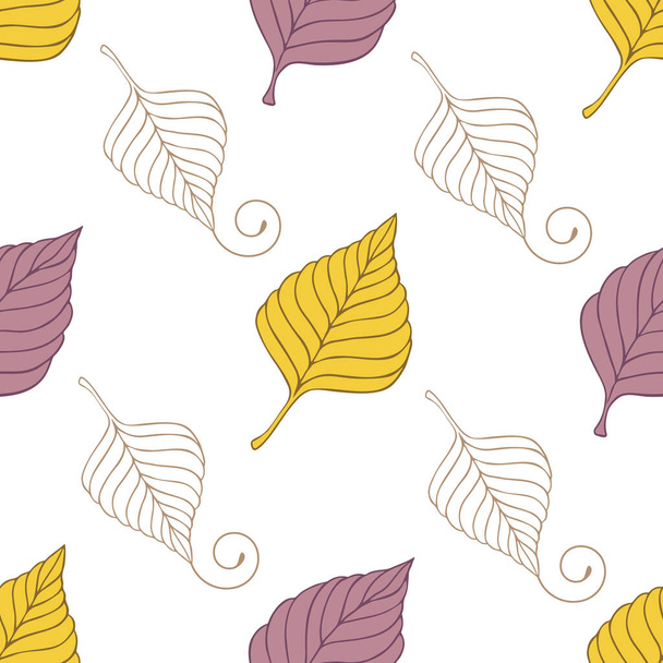 Vector graphic seamless pattern with fall leaves on a white background - Вектор,изображение
