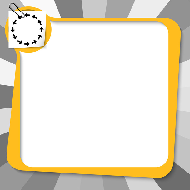 yellow text box with paper clip and arrows - Wektor, obraz