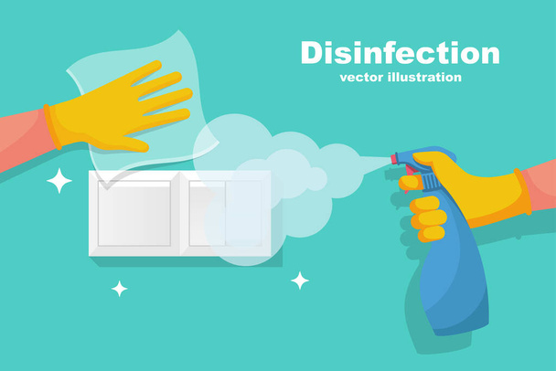 Housekeeper wipes napkin switch. Disinfection switch - Vettoriali, immagini