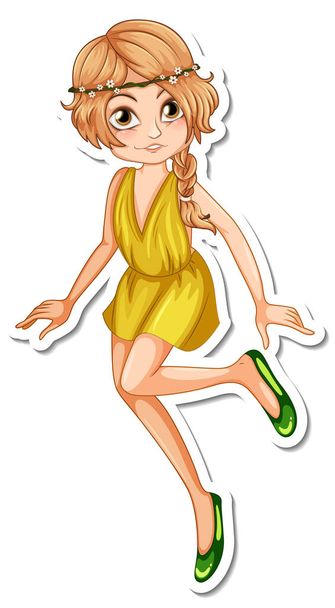 Cute angel cartoon character sticker illustration - ベクター画像