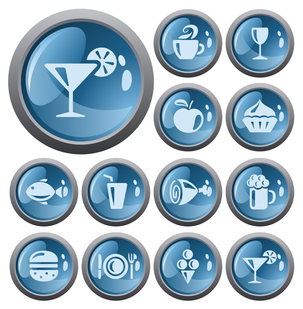 Food and drink buttons - Vektor, Bild