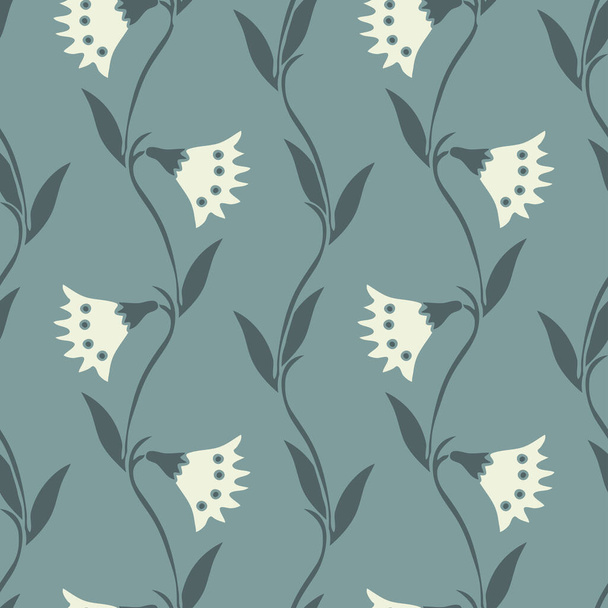 Nahtloses Vektormuster mit Schneeglöckchen auf pastellblauem Hintergrund. Vintage florale Tapeten Design. Dekorative Blume Mode Textil. - Vektor, Bild