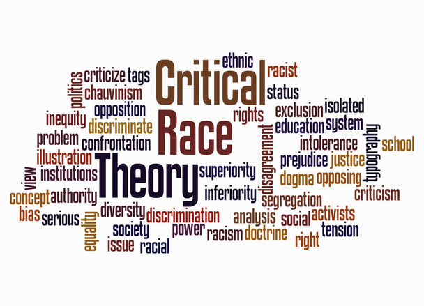 Word Cloud kritikai Race Theory koncepció létrehozása csak szöveges. - Fotó, kép