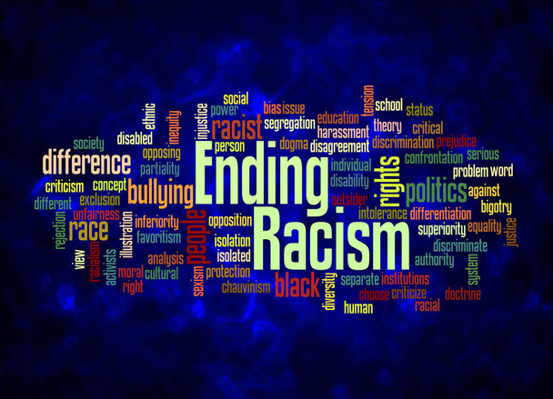 Word Cloud with ENDING RACISM concept create with text only. - Fotografie, Obrázek
