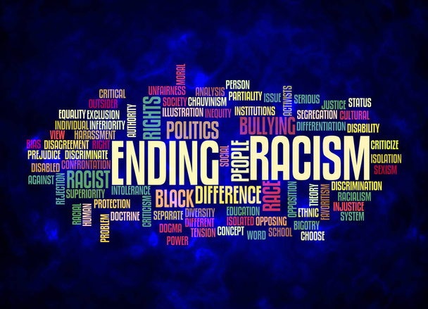 Word Cloud with ENDING RACISM concept create with text only. - Fotografie, Obrázek