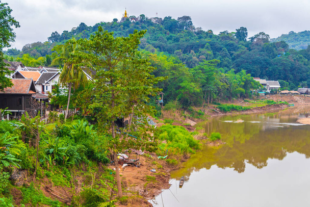 Panorama of the landscape Mekong river and Luang Prabang city in Laos world tour in Southeast Asia. - Foto, Bild