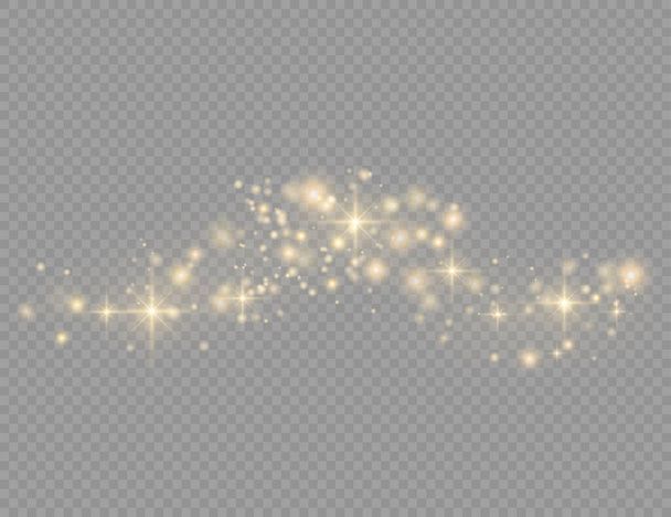 Yellow dust, beautiful light flashes, bokeh effect - Vector, Image