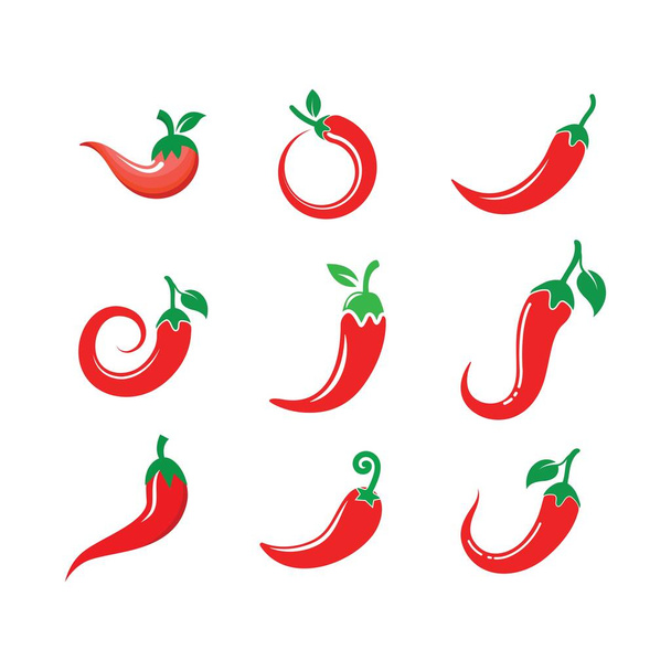 Chili Icon Set Vektor Illustration Design-Vorlage - Vektor, Bild
