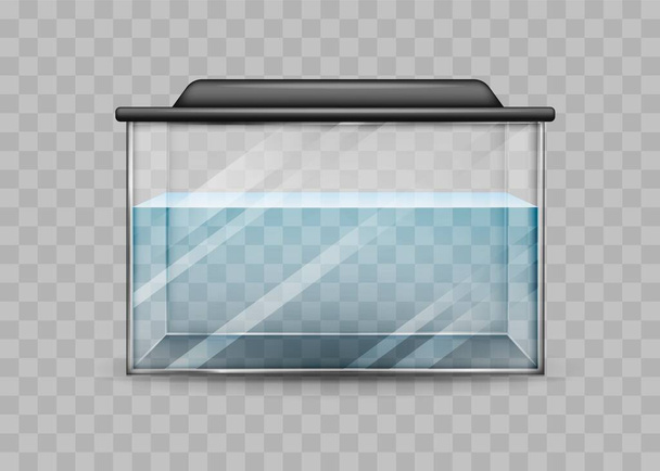 Transparentes Aquarium mit wasserisolierter Schablone - Vektor, Bild
