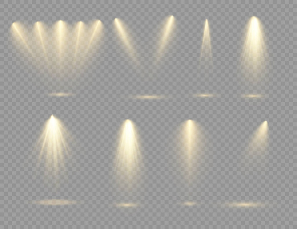 The yellow spotlight shines on the stage. - Vector, Image
