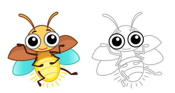 Vicces szentjánosbogár. Színező rovar egy rajzfilm stílusban - Vektor, kép