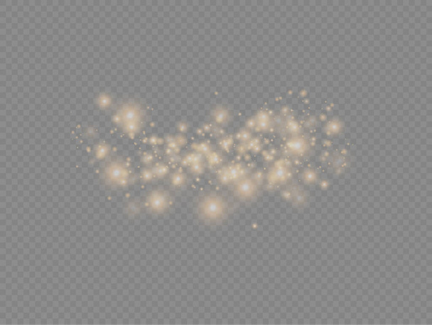 Sparkling golden magic yellow dust particles light - Vector, Image