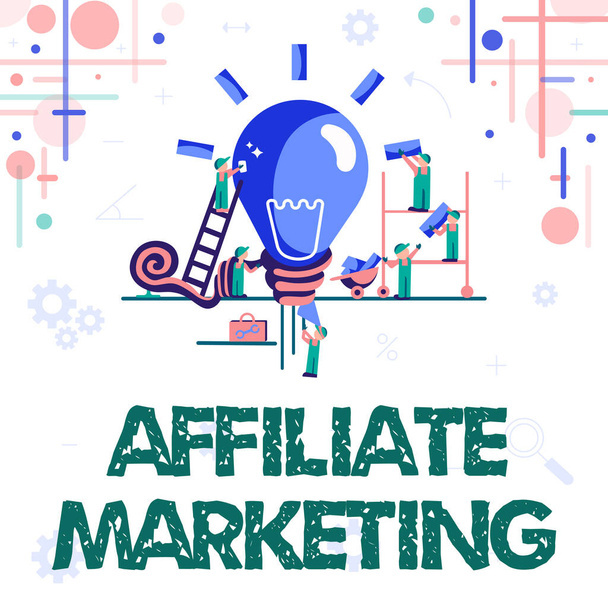 Text showing inspiration Affiliate Marketing. Business approach compensation to thirdparty publishers to generate leads Abstract Working Together For Better Results, Group Effort Concept - Photo, Image