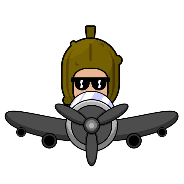 vektor kreslený postava maskot kostým roztomilý nakládaná zelenina na koni letadlo  - Vektor, obrázek