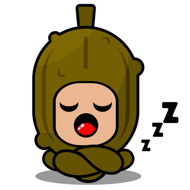 vector cartoon character mascot costume cute pickled vegetables sleeping lying down - Wektor, obraz