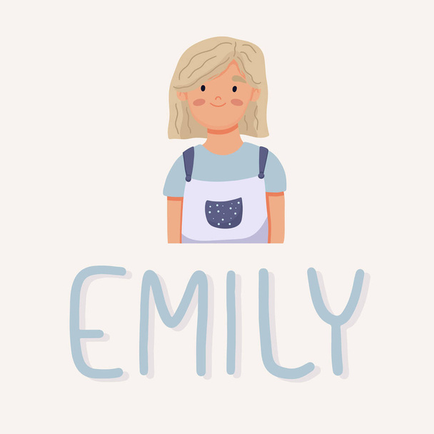 Портрет девушки Эмили. Ученик средней школы. Векторная иллюстрация - Вектор,изображение