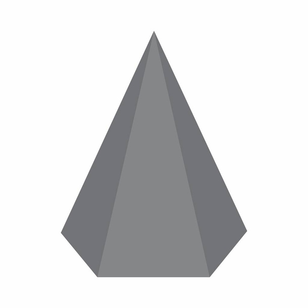六角形のピラミッド。白い背景の3Dグレースケールイラスト. - ベクター画像