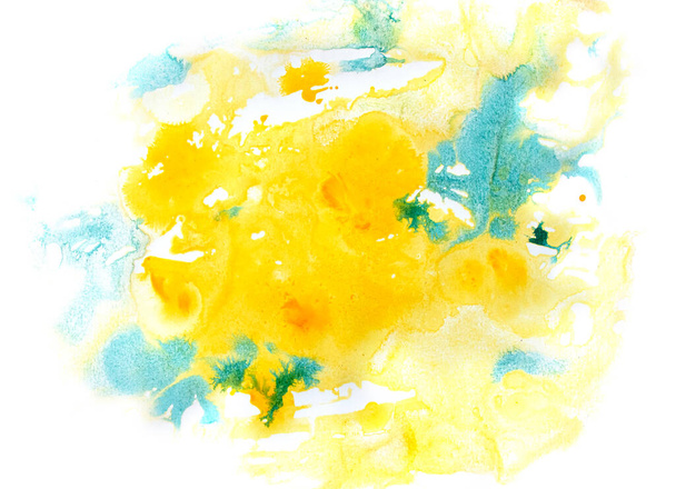green and yellow color Abstract colorful watercolor on paper close-up background texture - Foto, Bild