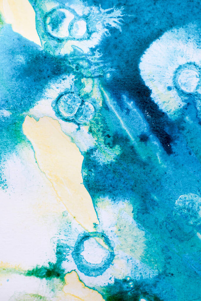 blue Abstract colorful watercolor on paper close-up background texture - 写真・画像
