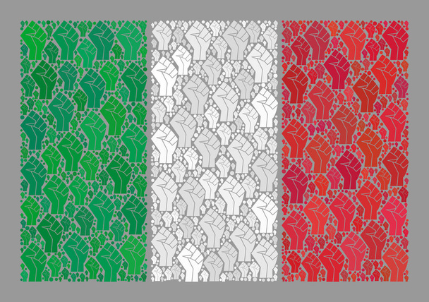 Solidarity Italy Flag - Mosaic with Fist Icons - Vector, Image