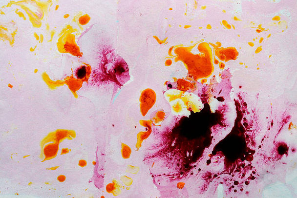 Abstrakte bunte rote Ölfarbe auf Papier Nahaufnahme Hintergrundstruktur - Foto, Bild