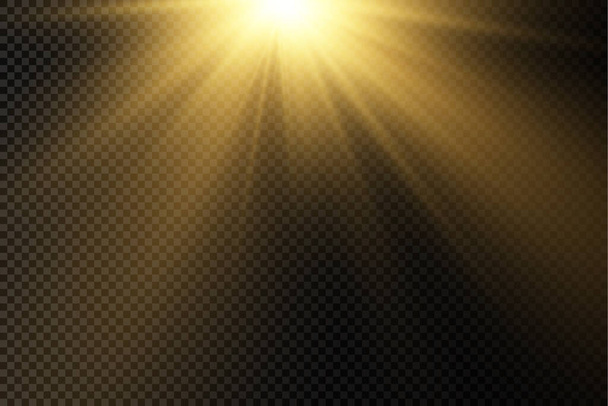 Προβολέας προβολέων, εφέ φωτός με κίτρινες ακτίνες - Διάνυσμα, εικόνα