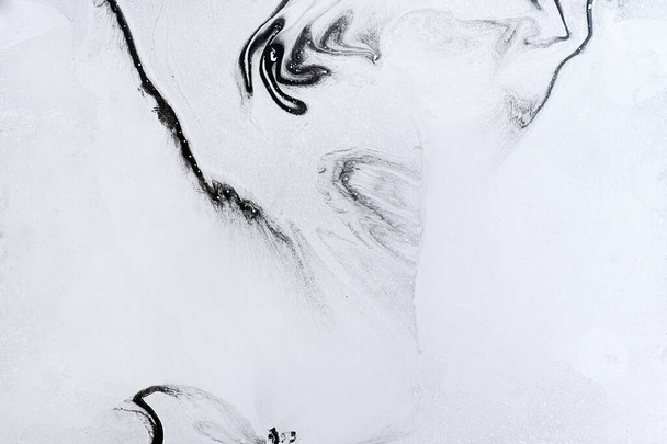 Tinta de óleo preta abstrata sobre papel close-up textura de fundo - Foto, Imagem