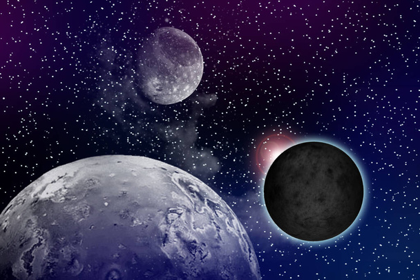 Astrología Astronomía Tierra Luna Espacio Big Bang Sistema Solar Creación de planetas. - Foto, Imagen
