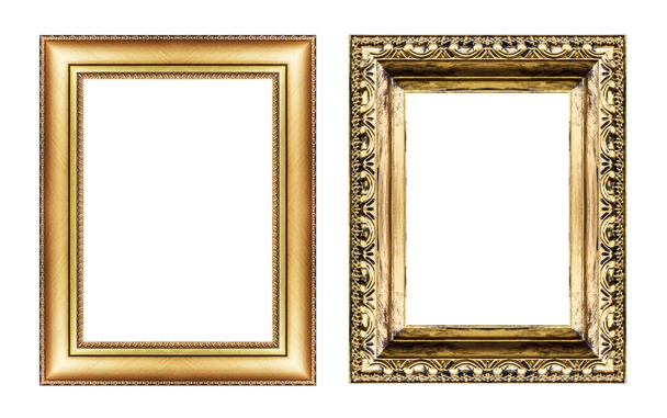 ensemble de cadre vintage doré avec espace vide isolé sur blanc
  - Photo, image