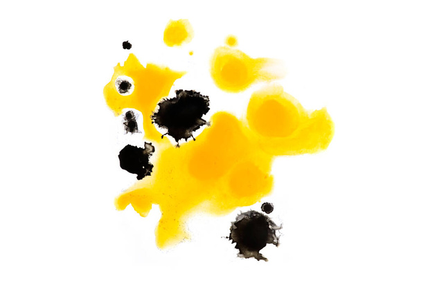 yellow and black Abstract colorful oil ink on paper close-up background texture - Photo, Image