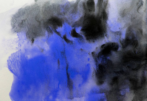 pintura azul y negro Abstracto arte fondo textura acuarela sobre papel moderno fluido arte pintura alcohol tinta mezcla diseño creativo de carteles, tarjetas, invitaciones, fondos de pantalla. - Foto, Imagen