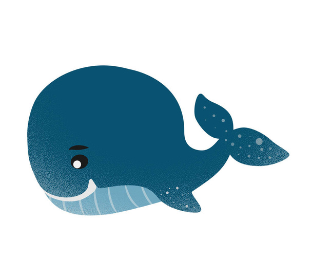 friendly blue whale cartoon character - Vector, Image