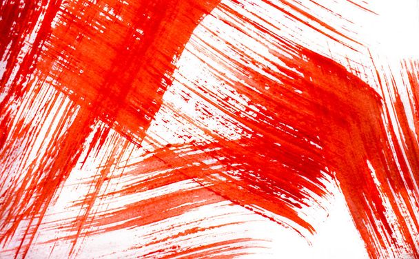 red oil paint brush strokes isolated on white background hand drawn acrylic paint brush Red brush stroke isolated on grunge background - Photo, Image