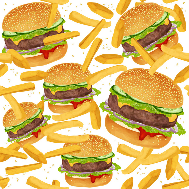Hamburger seamless pattern - Vector, Image